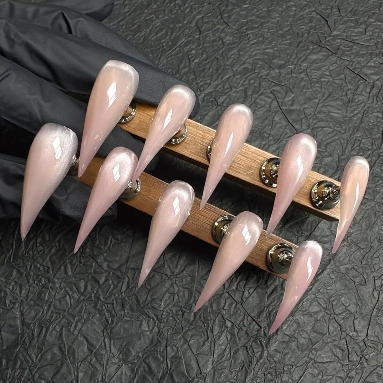 Cat Claw Press on Nails Handmade Stiletto Long Pink Cat Eye Reusable Cute Thick Acrylic Press on Nails Cat Dragon Claw False Nail Glossy Glue on Nail