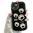 thumbnail image 1 of Cat Claws Cute Fall Winter Theme Plush Furry TPU Case Compatible with iPhone Case (iPhone 14,Black), 1 of 7