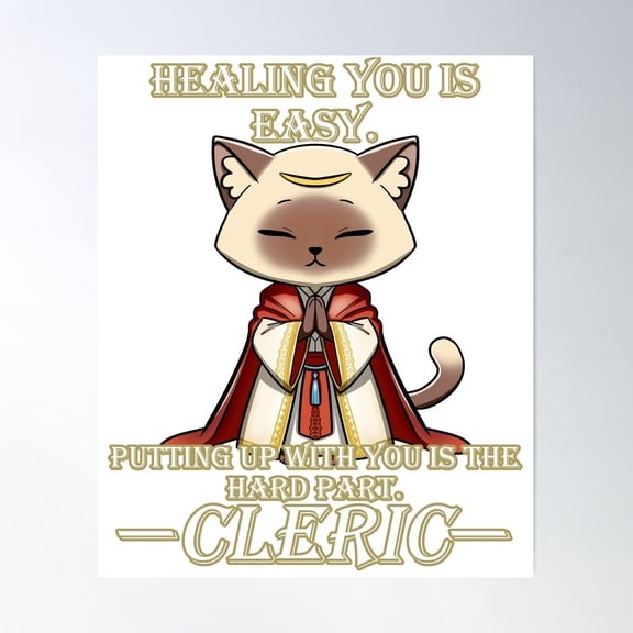Cat Cleric Dnd Poster Wall Art, Modern Wall Decor For Living Room Bedroom, 24x36 UNFRAMED