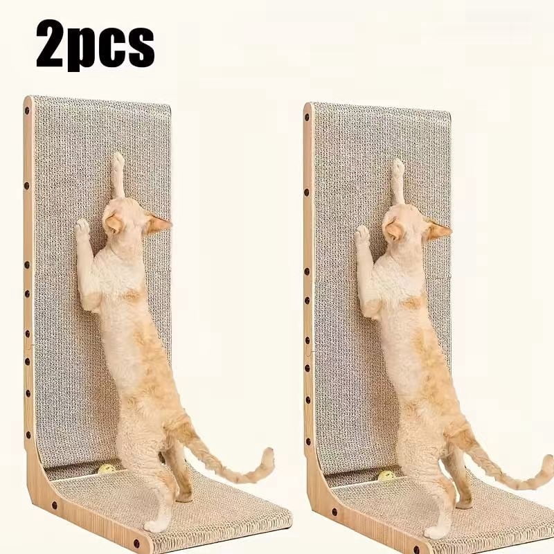 2PCS Cat Climbing Post – 15.8-Inch L-Shaped Cat Scratcher – Vertical Wall-Mounted Cat Scratching Post with Ball Toy – Suitable for Indoor Cats