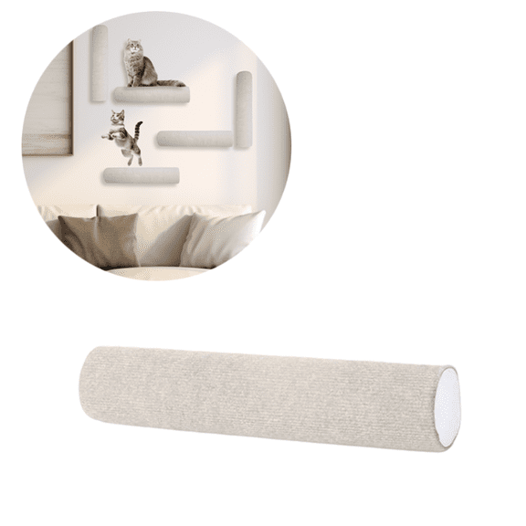 Cat Climbing Wall Systems, Wall Mounted Cat Scratcher, No Drilling Required Self Adhesive DIY, Turn Any Wall Into A Cat Playground, for Cat Weighing Up to 22 Pounds - (Beige)