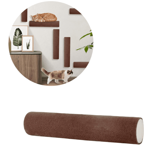 Cat Climbing Wall Systems, Wall Mounted Cat Scratcher, No Drilling Required Self Adhesive DIY, Turn Any Wall Into A Cat Playground, for Cats Weighing Up to 22 Pounds - (Brown)