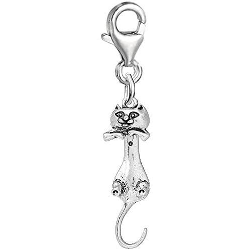 Cat Clip on Pendant Charm for Bracelet or Necklace