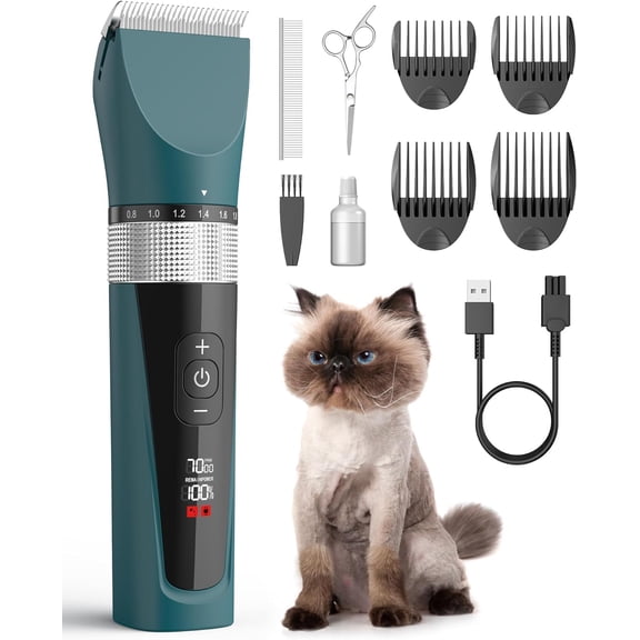 Cat Clippers For Matted Hair  5-speed Quiet Kit Cordless Pet Shaver Long Waterproof Trimmer Cats(green)