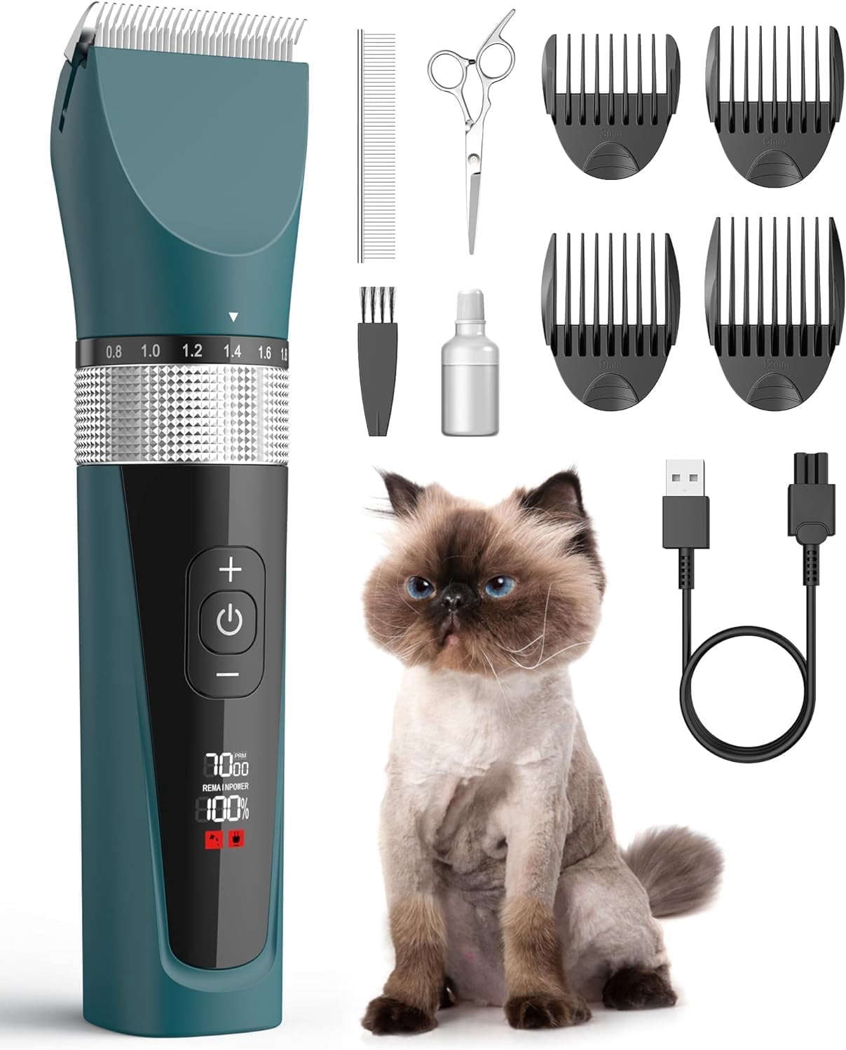 Cat Clippers for Matted Hair, 5-Speed Quiet Grooming kit, Cordless Pet ...