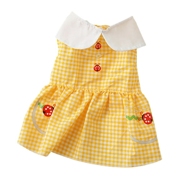 Cat Clothes Lapel Neck Fashion Pet Princess Skirt Puppy Party Dress Up Plaid Skirt Summer Dog Dress Pet Clothing for Cats Dog Girls