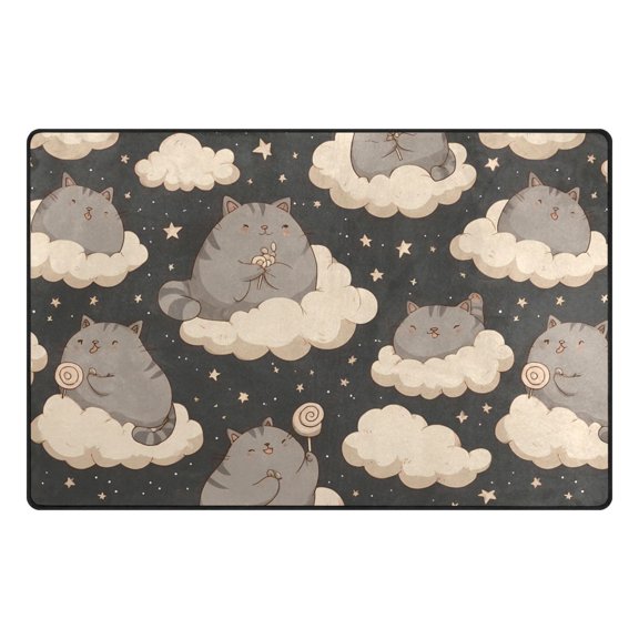 Cat Cloud Pattern Memory Foam Area Rug 31"x20" Non Slip, Absorbent, Fade Proof for Living Room, Bedroom, Office