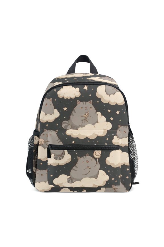 Cat Cloud Pattern Mini Backpack Cute Small Backpack with Chest Strap and Whistle Ages 3-8