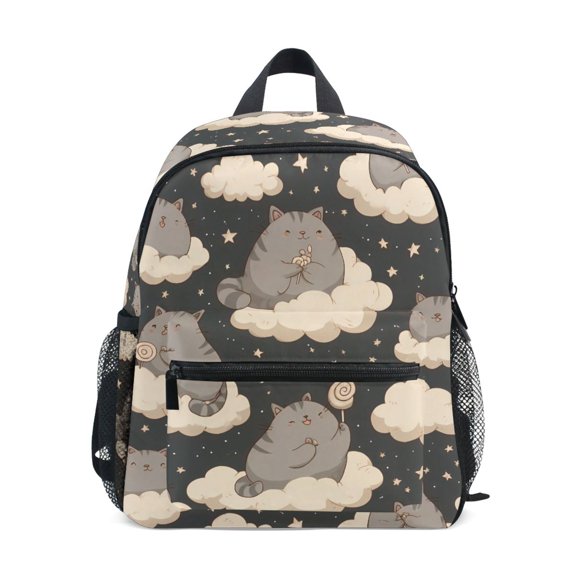 Cat Cloud Pattern Mini Backpack Cute Small Backpack with Chest Strap and Whistle Ages 3-8