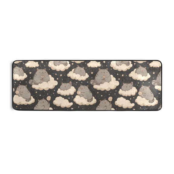 Cat Cloud Pattern Runner Rug 24x72 Inch Cushioned Non Slip Soft Absorbent Floor Mat