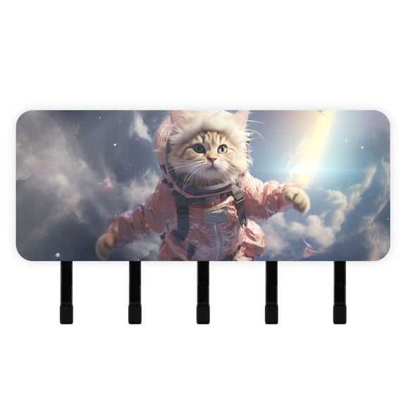 Cat Clouds with Rainbow Mail Holder Organizer Wall Mount with Shelf Key Holder Key Rack with 5 Key Hooks for Wall Decorative