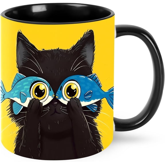 waicvis Cat Coffee Mug 11oz Ceramic Tea Cup Kitchen Decor Microwave Safe for Office and Home Novelty Christmas Gifts for Men Women