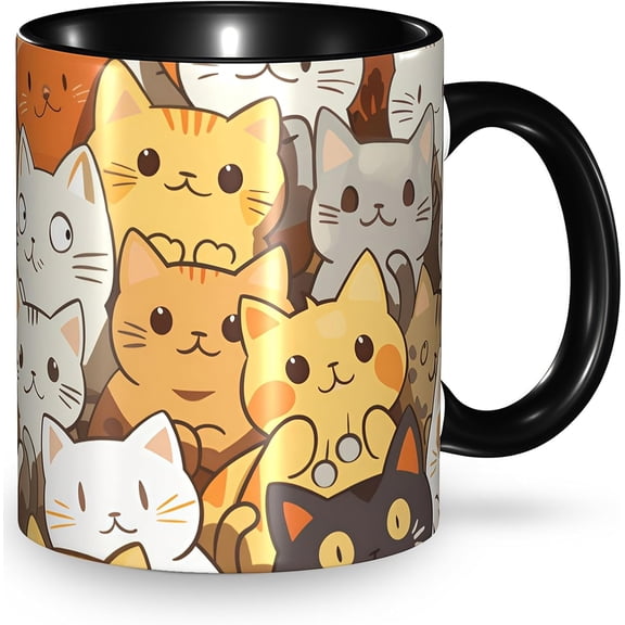 Cat Coffee Mug Funny Ceramic Tea Cup Novelty Presents for Women Men Home and Office Birthday Microwave Dishwasher Safe 11oz