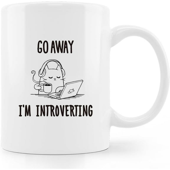 Cat Coffee Mug,Funny Go Away I'm Introverting Cat Coffee Mug,Birthday Gifs For Cat Lovers,Funny Cat Coffee Mugs 11oz