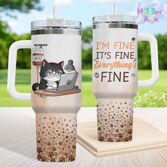 Cat Coffee Tumbler 40oz, Cat Lover Gifts, Cat Mom Coffee Tumbler, Cat Coffee Gifts for Her, Cat Coffee Merch, Cat Mug, Cat Lover