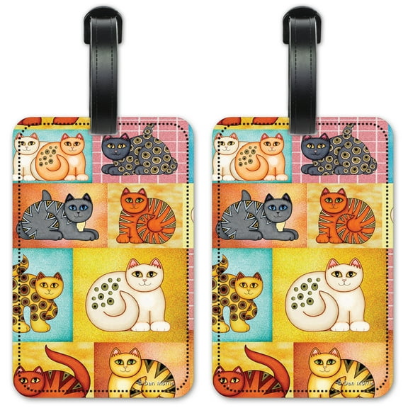 Cat Collage - Image by Dan Morris - Luggage ID Tags / Suitcase Identification Cards - Set of 2