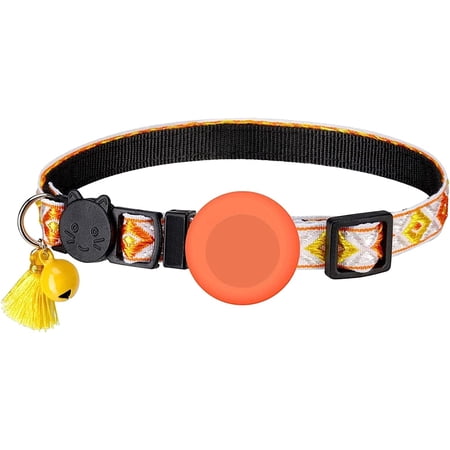 Cat Collar with Bell Adjustable Breakaway Collars Buckle and Silicone Air Tag Holder Case Compatible with Airtag Geometric Pattern Pet Collar Dog Collars for Medium Dogs Girl I One Size