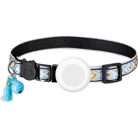 Cat Collar with Bell Adjustable Breakaway Collars Buckle and Silicone Air Tag Holder Case Compatible with Airtag Geometric Pattern Pet Collar Plaid Dog Collar F One Size