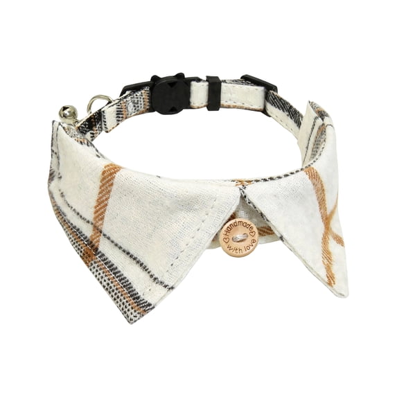 Cat Collar with Bow Tie, Plaid Tuxedo Collar for Cats, British Gentleman Design with Bell, Adjustable Breakaway Buckle, Soft Polyester Semi-Gloss Fabric for Daily Wear
