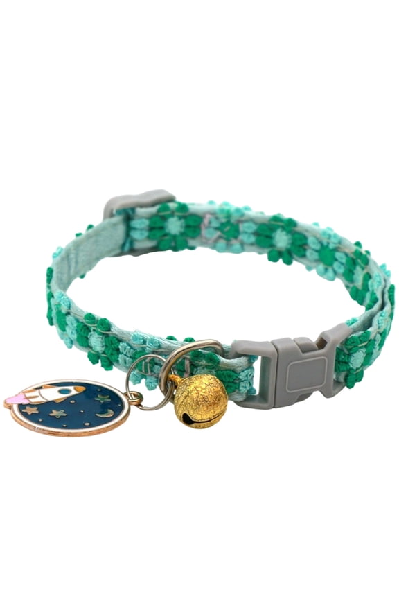Cat Collar Breakaway Pendant Adjustable Small Cats Party Neck Ring, 35 cm, Dark Green