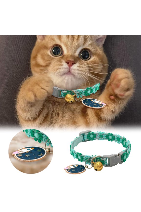 Cat Collar Breakaway Pendant Adjustable Small Party Neck Ring with Release for Travel Outdoor Use, 35 cm, Dark Green