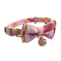 Cat Collar Breakaway, Small Cat Collar with Cute Bow Tie and Bell Plaid Flower, Adjustable Safe Kitten Collar for Girl & Boys Cats U8Q9