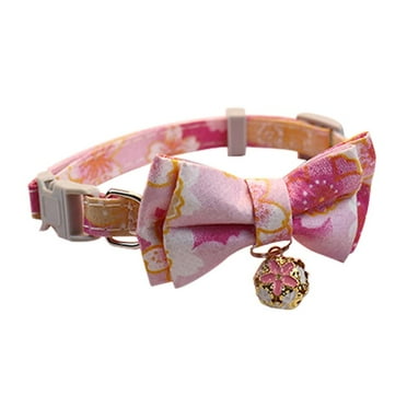 Cat Collar Breakaway, Small Cat Collar with Cute Bow Tie and Bell Plaid Flower, Adjustable Safe Kitten Collar for Girl & Boys Cats