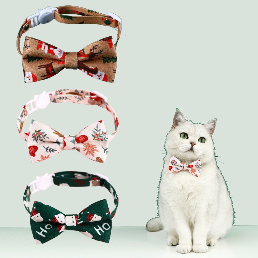 Halloween Cat Collar With Bow Tie & Bell - Adjustable Kitten Collar Safety Release Buckle Pumpkin Bat Design