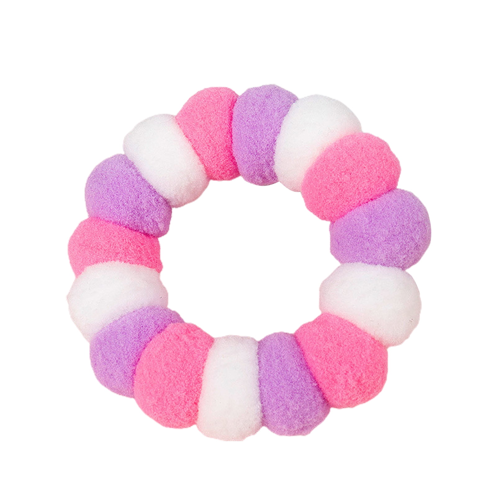 Cat Collar Colorful Plush Ball Adjustable Neck Wear Rainbow Color Anti