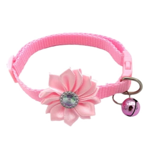 Cat Collar Floral with Bell, Denbek Adjustable Floral Bow Tie Collar for Dogs and Cats, with Detachable Flowers and Bell, for Girls, Dogs, Cats, and Puppies, Floral Accessories