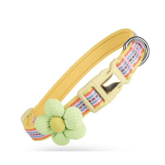 Cat Collar with Flower and Reflective Strip Adjustable Kitten Dog Puppy Safety Collars with Quick Release Buckle for Outdoor Walking Travel Pet Supplies D S