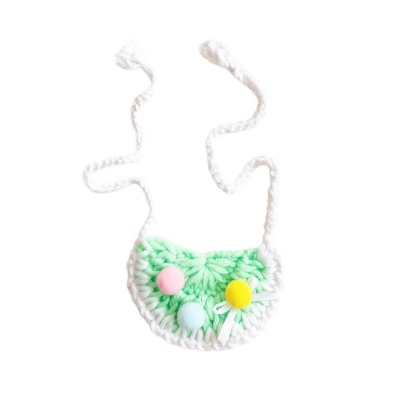 Cat Collar Handmade Crochet Knit 1 Piece Adjustable Kitten Neck Bandana with Colorful Pom Poms for Small Cats Daily Wear Photo Shooting Cute Pet Neckwear Perfect Holiday Gift for Cat Lovers