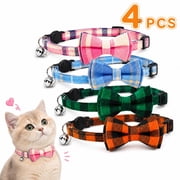 Cat Collar Kitten Collars with Bell and Bow Tie Breakaway Adjustable Safety Cat Collar, 4 pcs