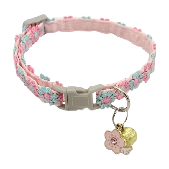 Cat Collar, Lace Flower Design With Bell, Adjustable Anti-Slip Safety Buckle, Pet Collar Accessory.