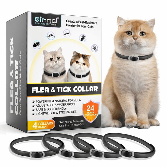 Cat Collar for Cats & Kittens, Long Lasting 24 Month Protection, Soft Comfortable Adjustable Waterproof Collar, 4 Count - Black