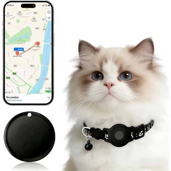 Cat Collar (iOS Only) - Pet Tracker Compatible with Apple Find My, Waterproof Smart Tag, No Monthly Fee. Advanced Safety Solution for Small & Large Cats.