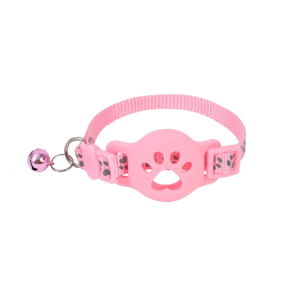 Cat Collar with Airtag Holder | Breakaway Cat Collar with Bell | Pink Reflective Cat Collar | Pet Cat Supplies for Daily Wear