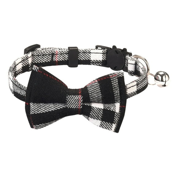 Cat Collar with Bell, Plaid Cat Collar with Bow Tie, Adjustable Buckle for Extra Small Medium Tiny Female Male Boys Girls Pets Puppy Kitten