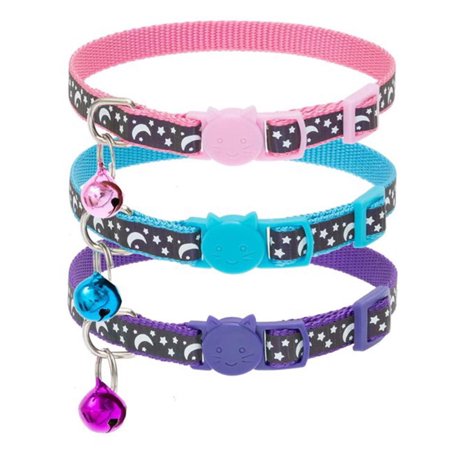 Cat Collar with Bells Pattern Adjustable Safety Collars for Kitty Puppy Small Pets