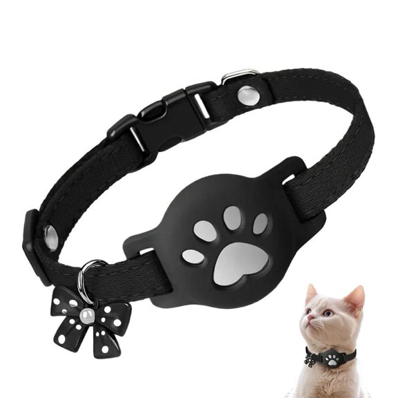 Cat Collar with Bow, Polka Dot Adjustable Locator Collar for Pets, Polyester Material