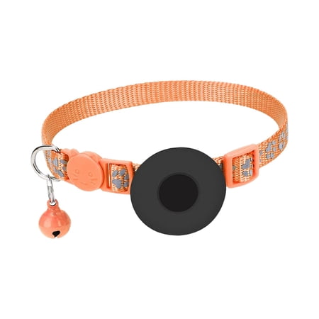 Cat Collar with Waterproof Holder Lightweight Reflective Pets Collar Orange