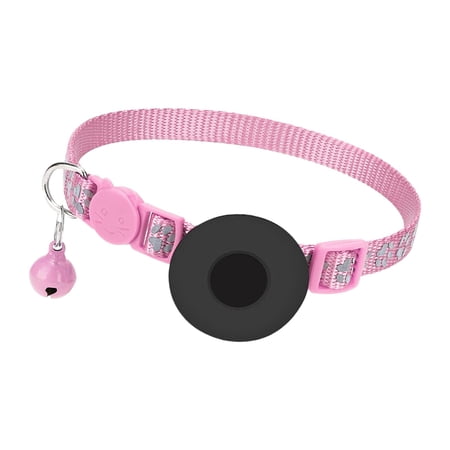 Cat Collar with Waterproof Holder Lightweight Reflective Pets Collar Pink