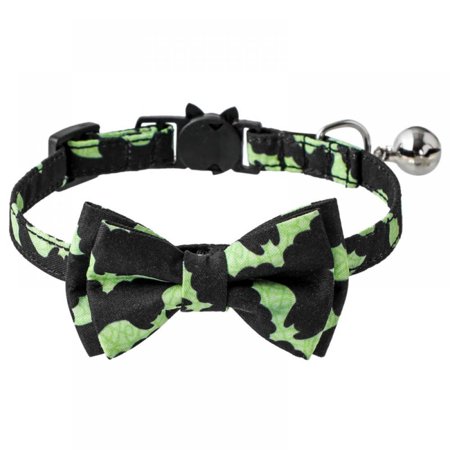 Cat Collars, Adjustable Print Cat Collars with Bow Tie and Bells,Bat