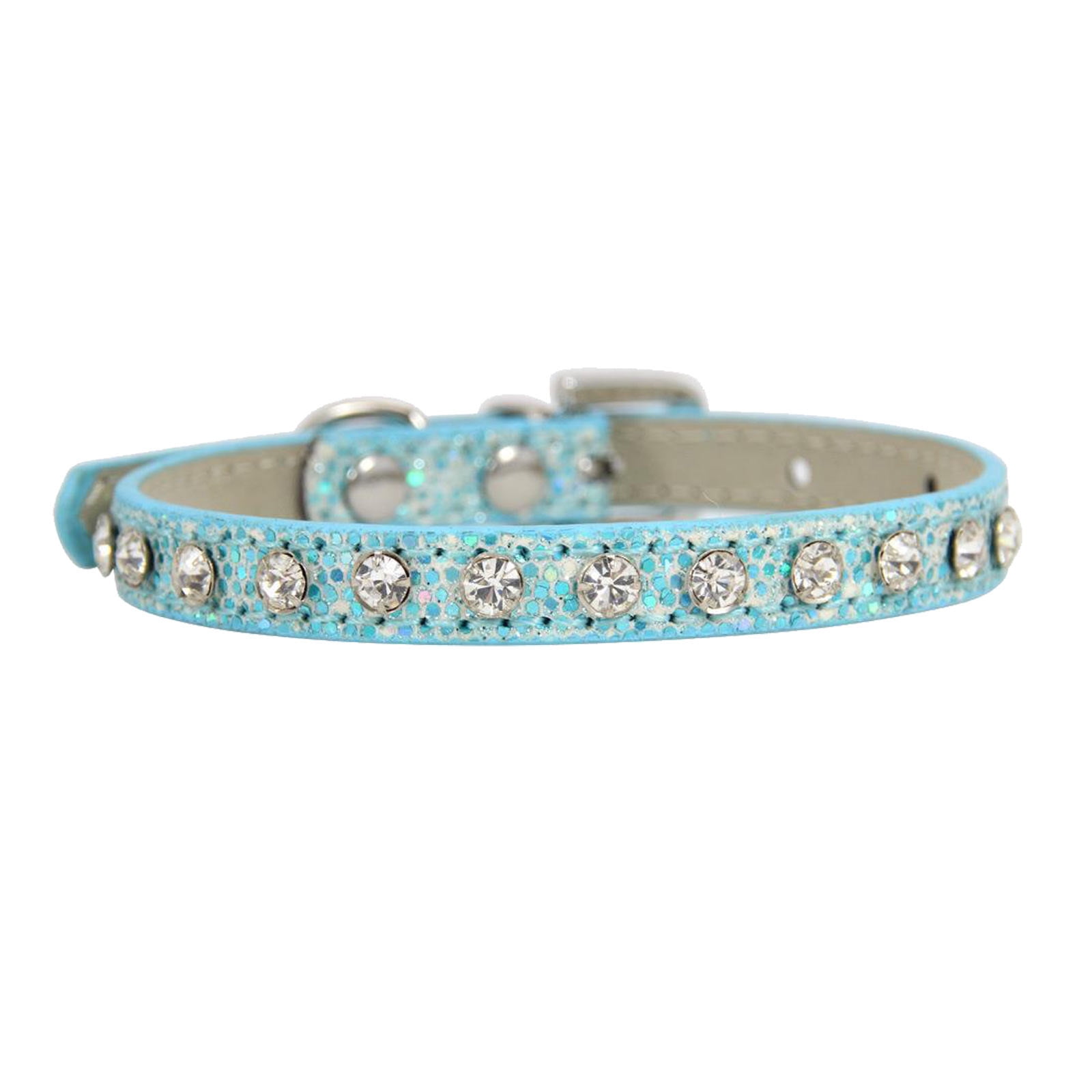 Cat Collars PU Leather With Rhinestone Cat Collar Adjustable Bling Pet ...
