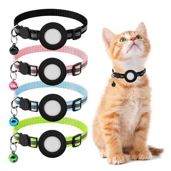 Cat Collars with Safe Quick Release Buckle, Paw Print & Strip Reflective Adjustable Soft Pet Collar for Small Medium Cats