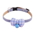 thumbnail image 1 of Cat CollarwithBow, Kitten Breakaway Collar, Gingham Fabric, Adjustable Kitten Collar, Blue Bell, Quick Release Buckle, Metal Ring, 1 Pc, 1 of 6