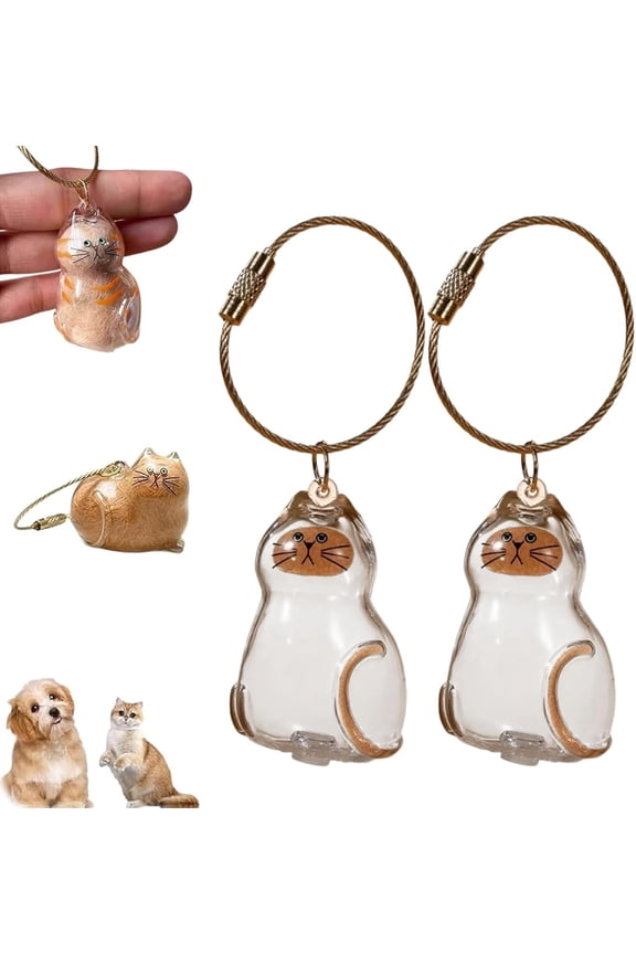 Cat Collector Keychain, Cat Hair Storage Keychain, Cat Hair Holder Memorial, Keychain for Collecting Catand DogHair, Cute Pet Memorial Gifts