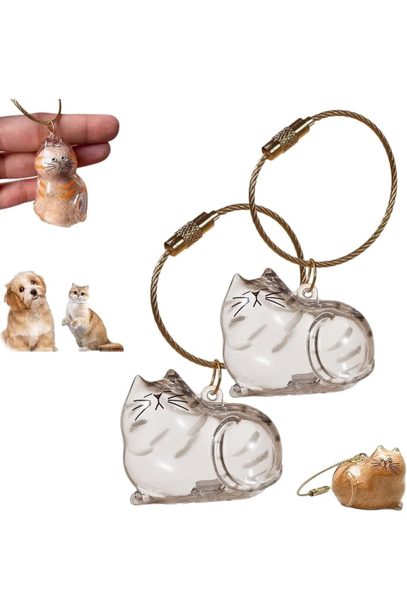 Cat Collector Keychain, Cat Hair Storage Keychain, Cat Hair Holder Memorial, Keychain for Collecting Catand DogHair, Cute Pet Memorial Gifts