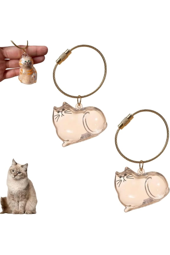 Cat Collector Keychain –Transparent Keepsake Keychain for Collecting Cat, Memorial Capsule Pendant, Unique Gift for Cat Lovers