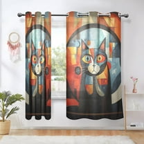 Cat Color Blocks Blackout Curtains Thermal Insulation 63 inch Grommet for Bedroom Living Room Bathroom Kitchen Windows 2 Pack